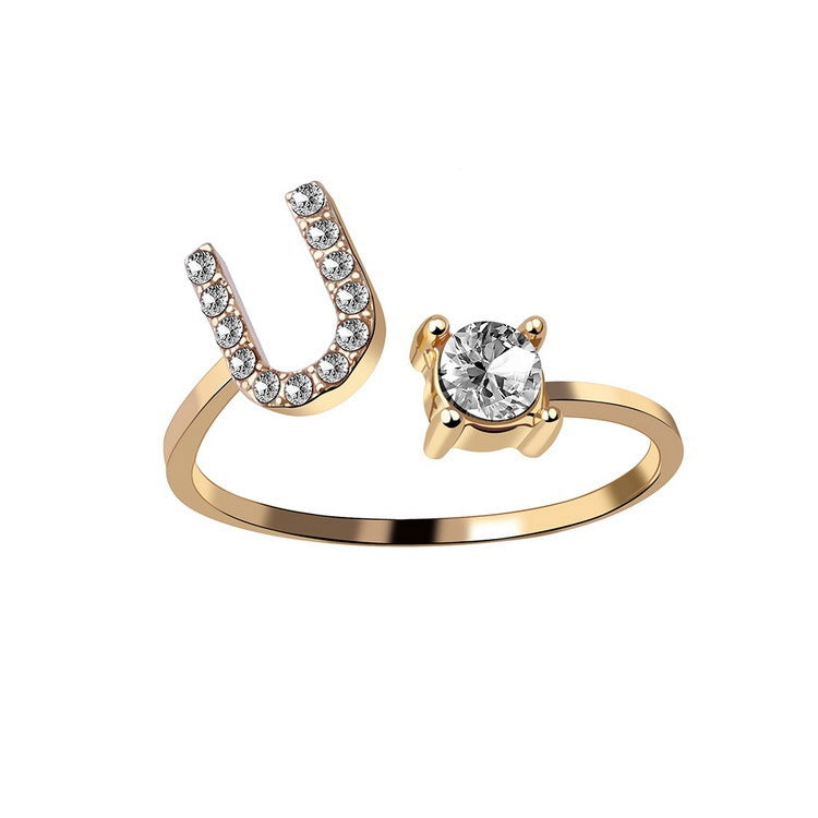 New Design Adjustable 26 Initial Letter Ring Fashion Jewelry For Women Simple Elegant Jewelry El Pazar
