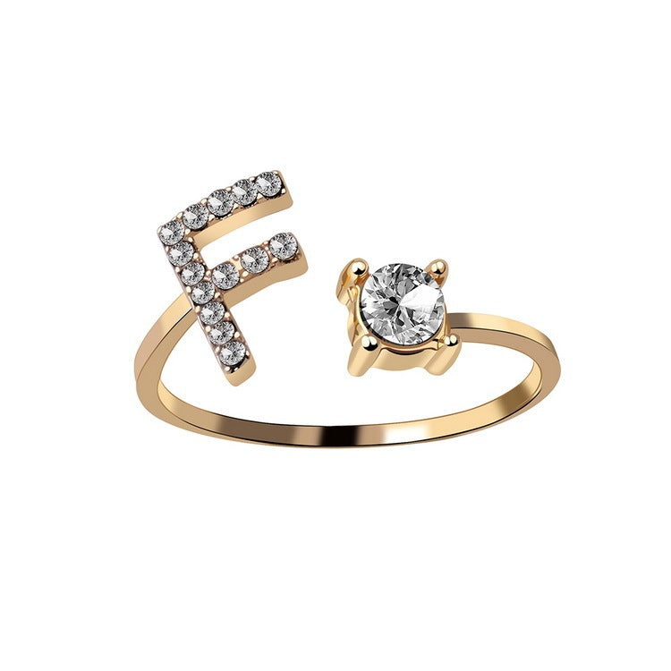 New Design Adjustable 26 Initial Letter Ring Fashion Jewelry For Women Simple Elegant Jewelry El Pazar
