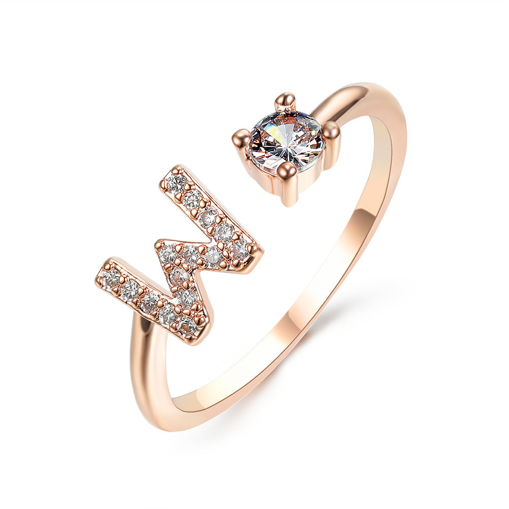 New Design Adjustable 26 Initial Letter Ring Fashion Jewelry For Women Simple Elegant Jewelry El Pazar