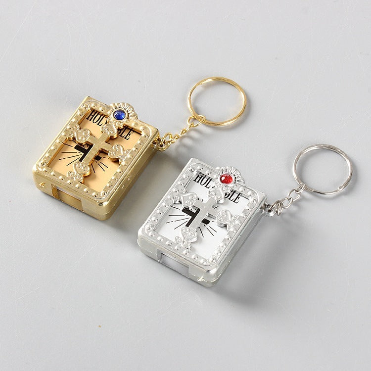 Mini HOLY Bible Keychain Religious Christian Jesus Cross Key Chain Women Prayer God Bless Gift Souvenirs Keyring El Pazar