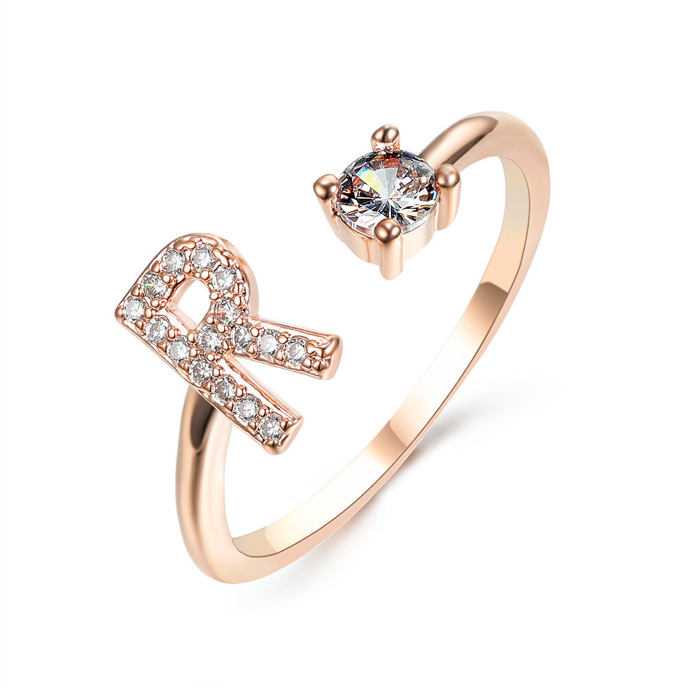 New Design Adjustable 26 Initial Letter Ring Fashion Jewelry For Women Simple Elegant Jewelry El Pazar