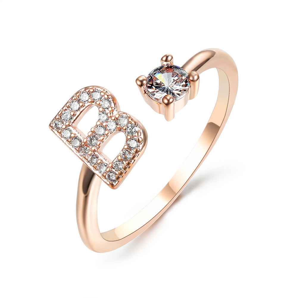 New Design Adjustable 26 Initial Letter Ring Fashion Jewelry For Women Simple Elegant Jewelry El Pazar