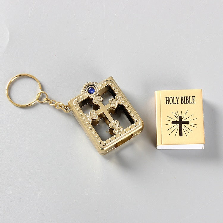 Mini HOLY Bible Keychain Religious Christian Jesus Cross Key Chain Women Prayer God Bless Gift Souvenirs Keyring El Pazar