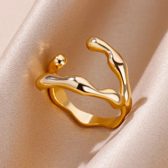 Stainless Steel Rings For Women Men Gold Color Hollow Wide Ring Female Male Party Finger Jewelry Gift Trend Free Shipping eprolo