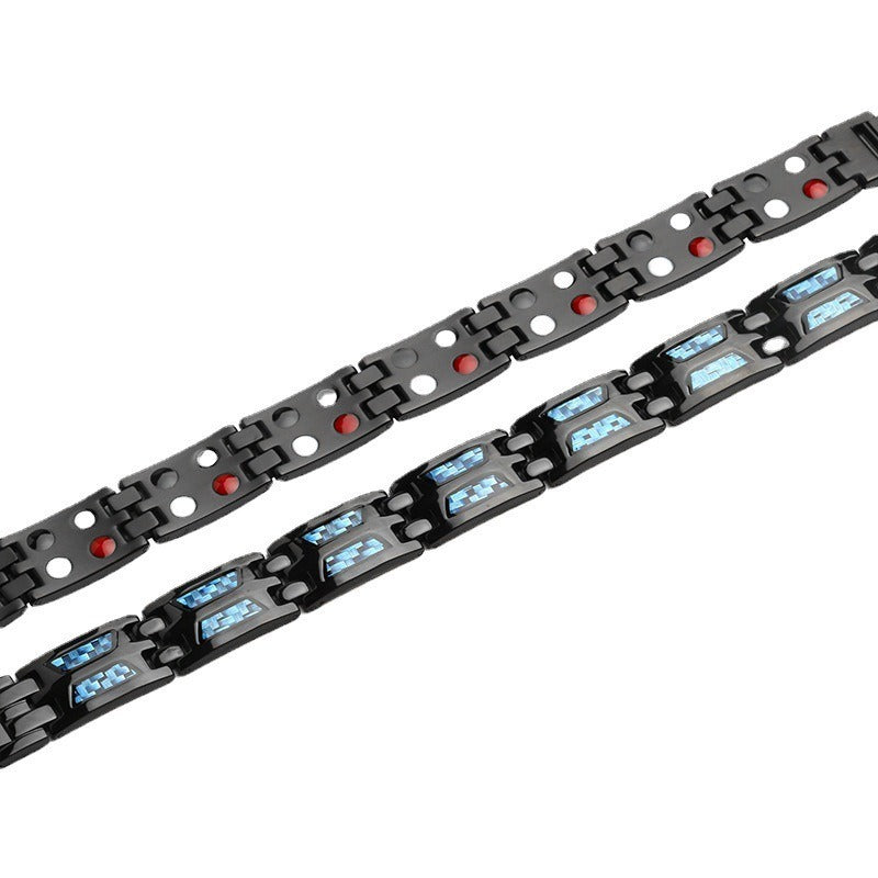 New Carbon Fiber Wide Version Magnet Men's Bracelet Fashion Titanium Steel Magnetic Health Care Bracelet eprolo