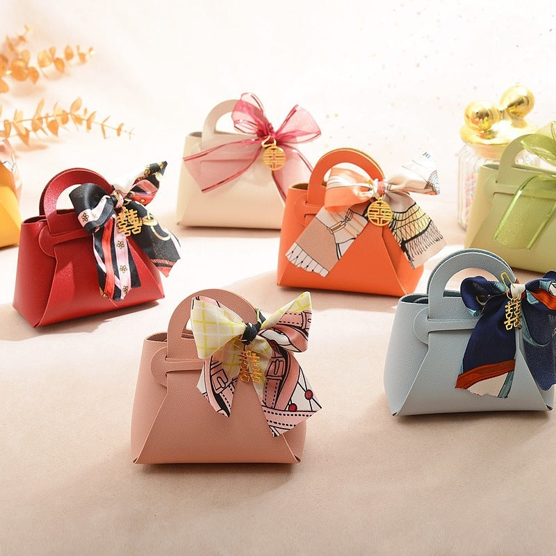 Light Luxury Style PU Leather Handheld Candy Gift Box Wedding Gift with Handheld Gift Wedding Candy Bag eprolo