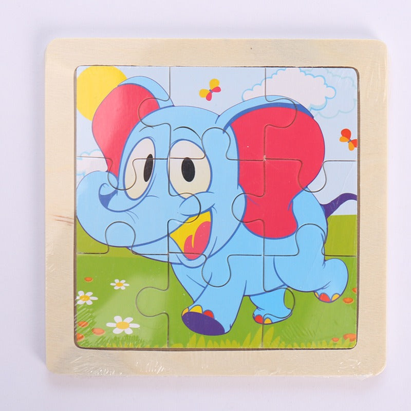 9 Pieces Of Wooden Children's Puzzle Toys Early Childhood Educational Cartoon Animal Transportation Cognitive Puzzle Board eprolo