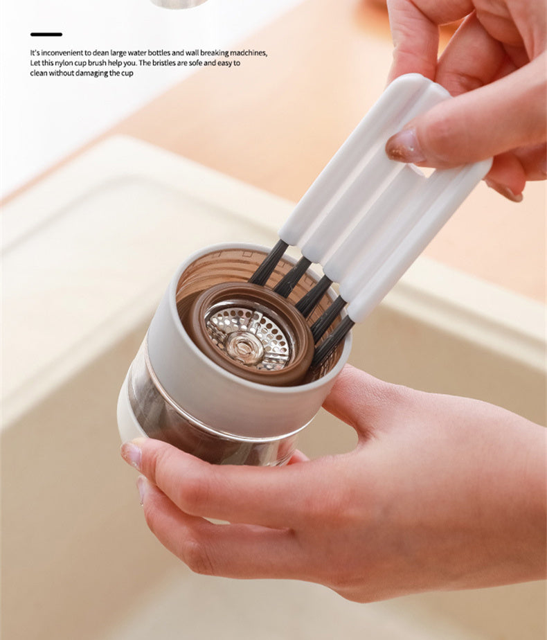 Multifunctional Cup Cover Brush Silk Seam Decontamination Nylon Brush Can Be Bent To Wash Cups New Household Groove Gap Cleaning Brush eprolo