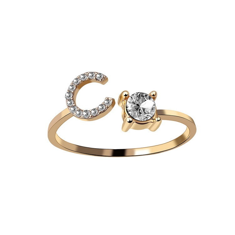 New Design Adjustable 26 Initial Letter Ring Fashion Jewelry For Women Simple Elegant Jewelry El Pazar