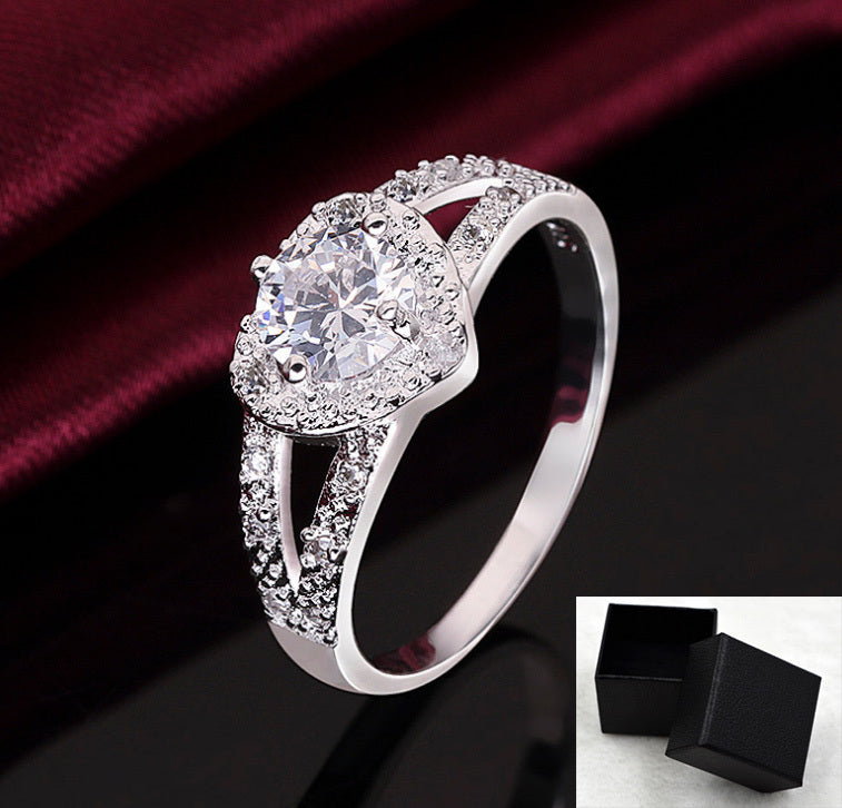 Sincere Heart Ring Silver-Color Clear AAA Cubic Zirconia Promise Ring for Women Wedding Jewelry Size El Pazar