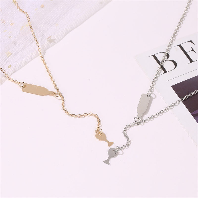 Creative wine bottle wine cup Necklace girl El Pazar