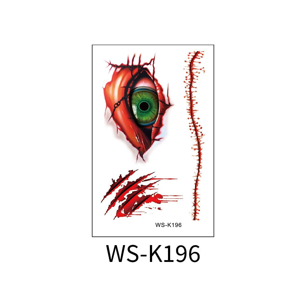 Halloween tattoo sticker simulation bloody scar sticker realistic horror disposable temporary waterproof sticker eprolo