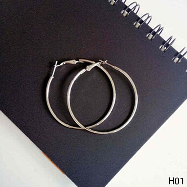 Personality Super Big Circles Hoop Earrings For Women Fashion Gold Silver Color Jewelry Trendy Retro Big Round Circle Earrings eprolo
