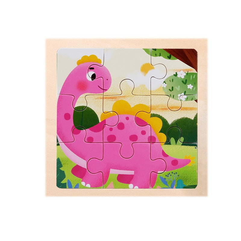 9 Pieces Of Wooden Children's Puzzle Toys Early Childhood Educational Cartoon Animal Transportation Cognitive Puzzle Board eprolo