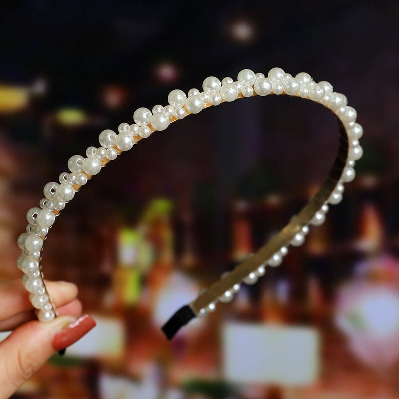 Bride's Hair Accessories Women's Handwoven Knotty Pearl Headband Japanese Korean Headdress Bow Hair Clip Crown Headband eprolo