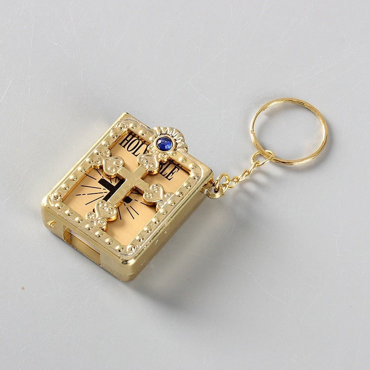 Mini HOLY Bible Keychain Religious Christian Jesus Cross Key Chain Women Prayer God Bless Gift Souvenirs Keyring El Pazar