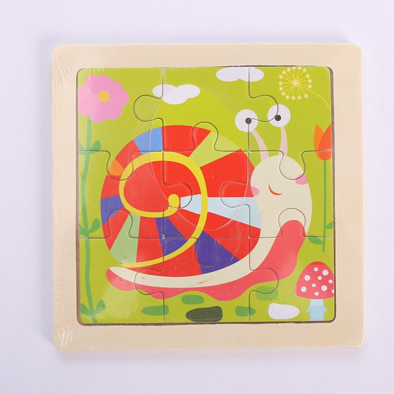 9 Pieces Of Wooden Children's Puzzle Toys Early Childhood Educational Cartoon Animal Transportation Cognitive Puzzle Board eprolo