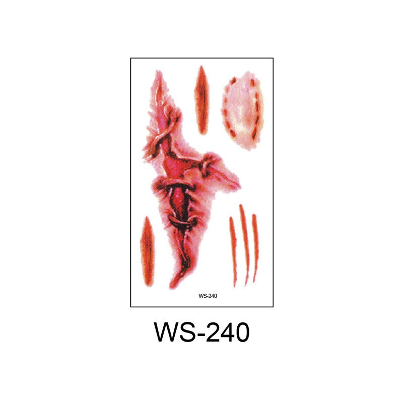 Waterproof Halloween horror wound scar face disposable temporary tattoo scar tattoo sticker eprolo