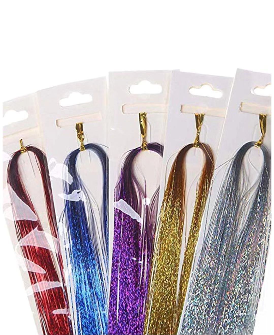100cm Silk Stripe Colorful Gold Hair Extension Laser Silk Wig Party Silk eprolo