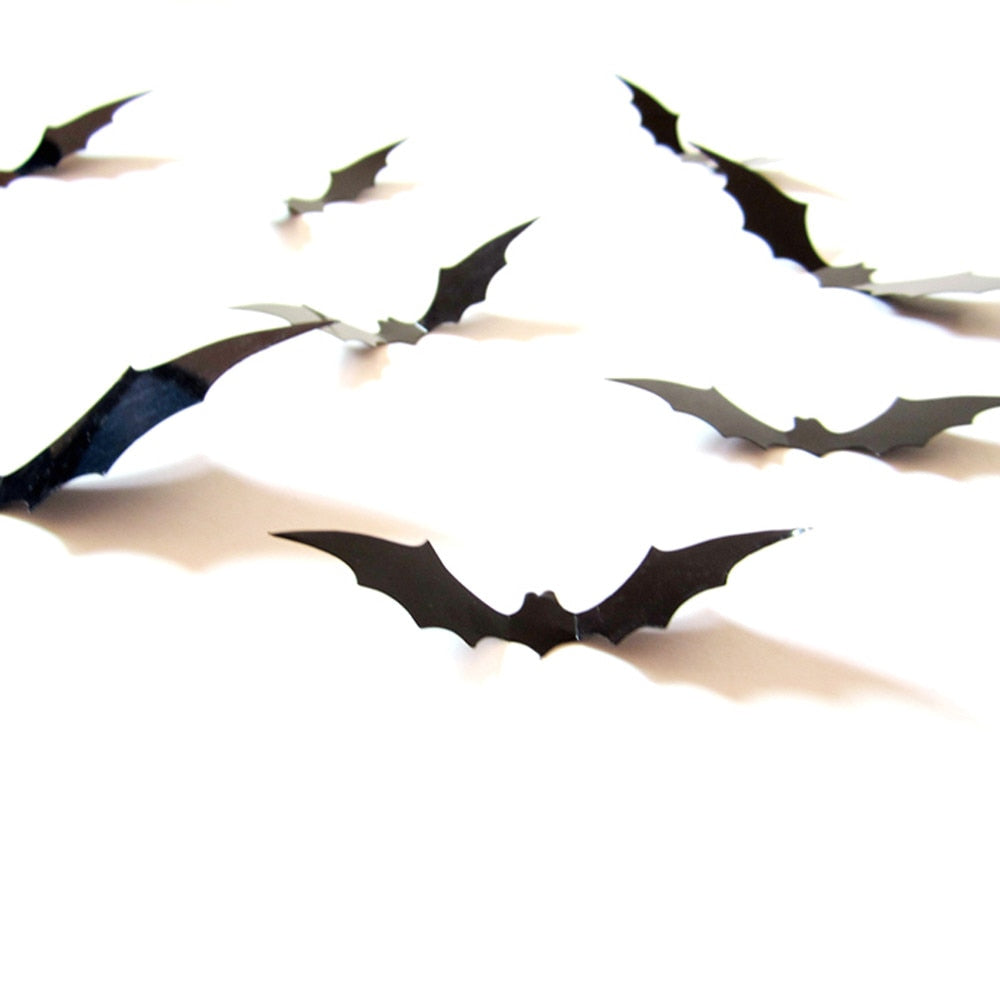 12pcs Halloween Decoration Black 3D DIY PVC Bat Wall Sticker Decal Home Halloween Decoration eprolo