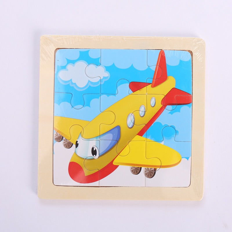9 Pieces Of Wooden Children's Puzzle Toys Early Childhood Educational Cartoon Animal Transportation Cognitive Puzzle Board eprolo