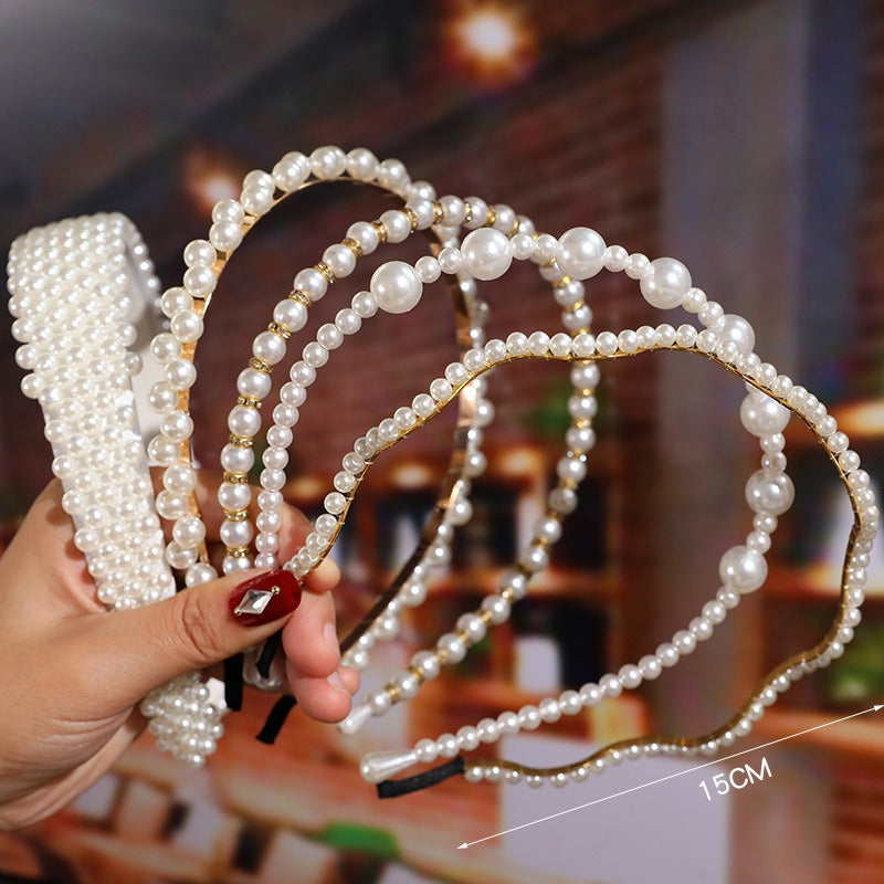 Bride's Hair Accessories Women's Handwoven Knotty Pearl Headband Japanese Korean Headdress Bow Hair Clip Crown Headband eprolo