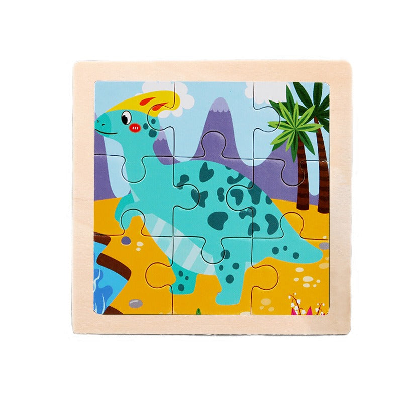9 Pieces Of Wooden Children's Puzzle Toys Early Childhood Educational Cartoon Animal Transportation Cognitive Puzzle Board eprolo