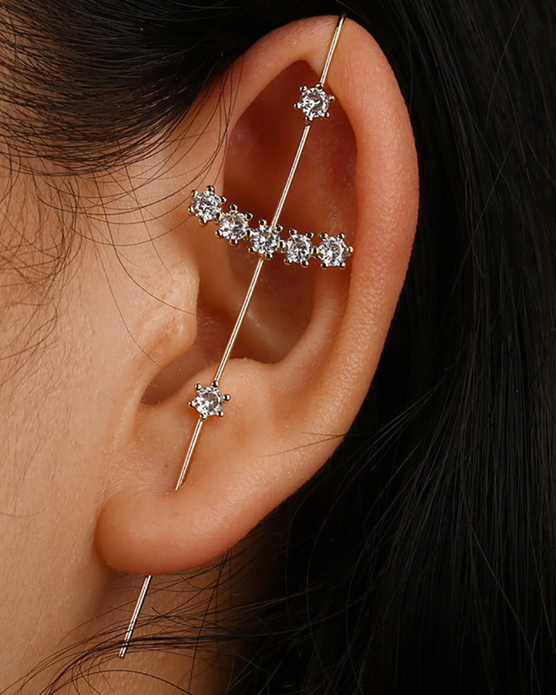 Personalized and minimalist piercing ear needles for women, lightning leaves, earlobe style diagonal earrings eprolo