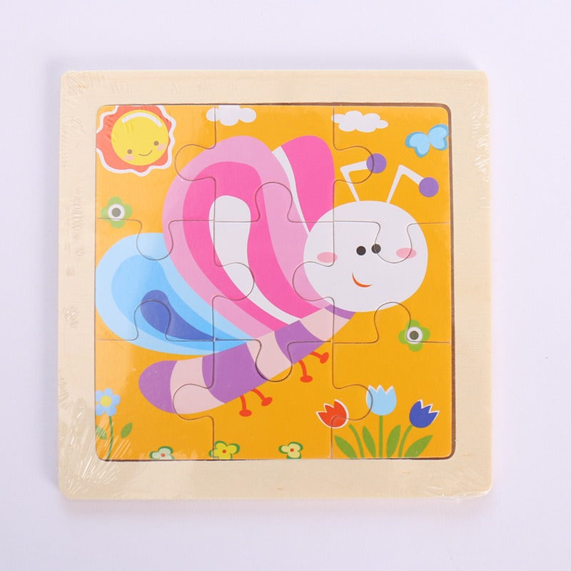 9 Pieces Of Wooden Children's Puzzle Toys Early Childhood Educational Cartoon Animal Transportation Cognitive Puzzle Board eprolo