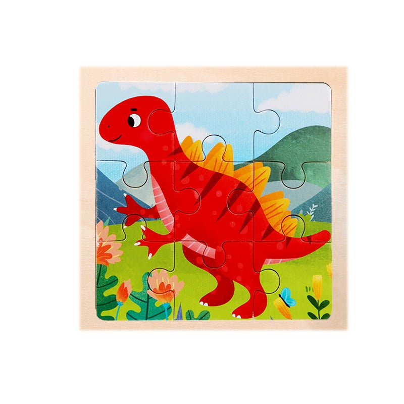 9 Pieces Of Wooden Children's Puzzle Toys Early Childhood Educational Cartoon Animal Transportation Cognitive Puzzle Board eprolo