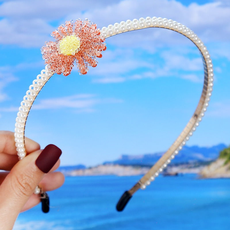 Bride's Hair Accessories Women's Handwoven Knotty Pearl Headband Japanese Korean Headdress Bow Hair Clip Crown Headband eprolo