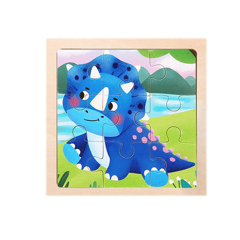 9 Pieces Of Wooden Children's Puzzle Toys Early Childhood Educational Cartoon Animal Transportation Cognitive Puzzle Board eprolo