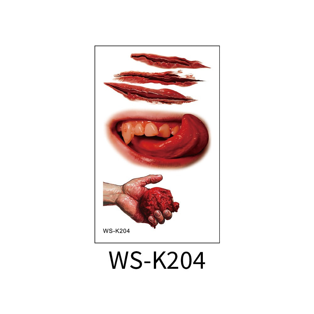 Halloween tattoo sticker simulation bloody scar sticker realistic horror disposable temporary waterproof sticker eprolo