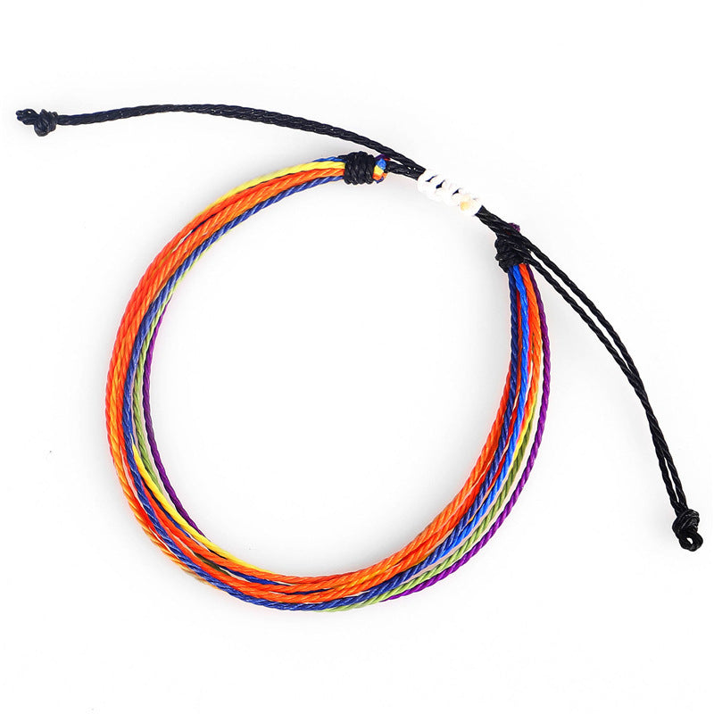 Wax Line Creative Handwoven Bracelet Colorful Drawstring El Pazar
