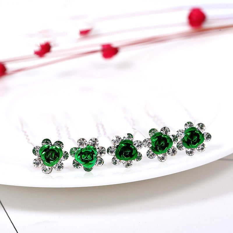 Alloy Rhinestone Tuck Comb Rose Diamond Hair Comb Stylish Hair Accessories Accessories El Pazar