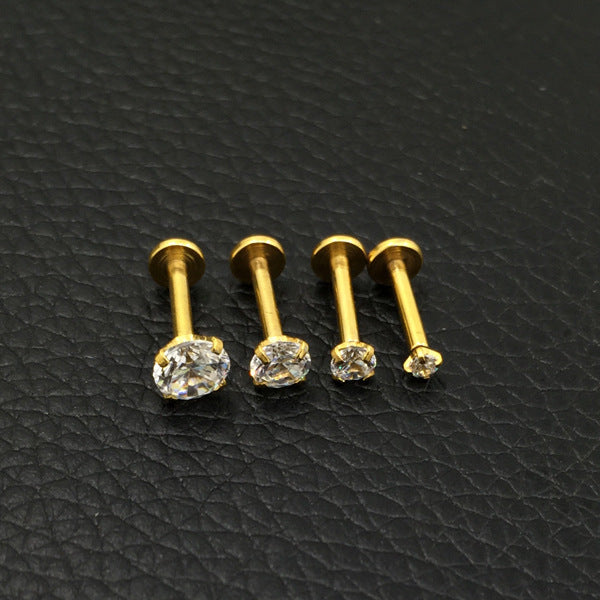 Titanium Steel Piercing Jewelry With Diamond Zircon Inner El Pazar