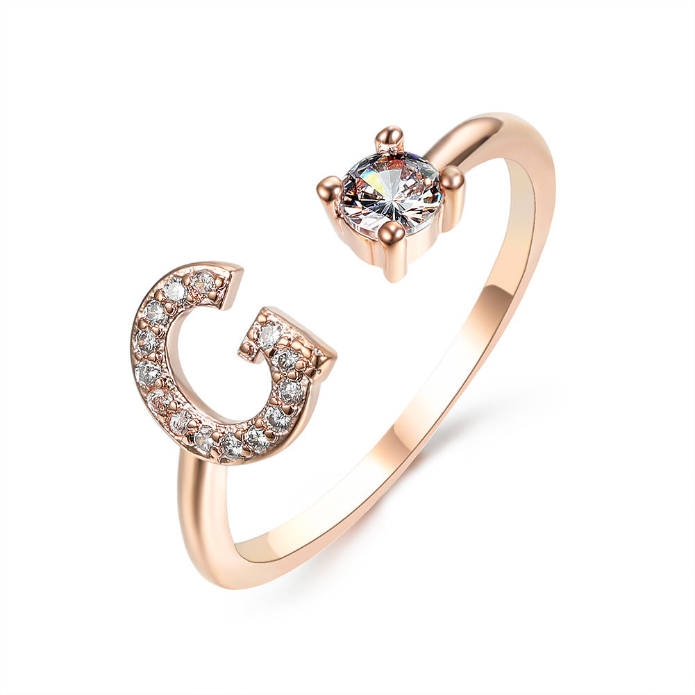 New Design Adjustable 26 Initial Letter Ring Fashion Jewelry For Women Simple Elegant Jewelry El Pazar