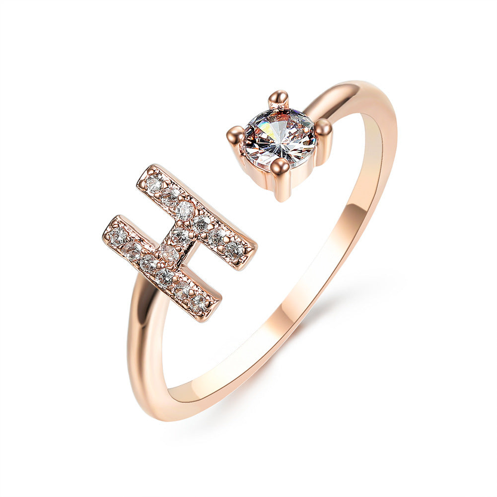 New Design Adjustable 26 Initial Letter Ring Fashion Jewelry For Women Simple Elegant Jewelry El Pazar
