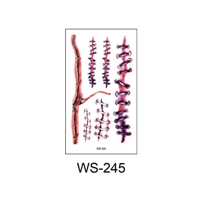 Waterproof Halloween horror wound scar face disposable temporary tattoo scar tattoo sticker eprolo