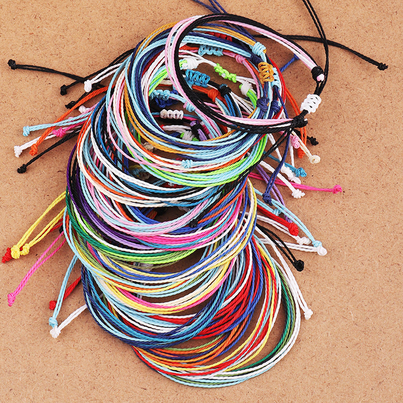 Wax Line Creative Handwoven Bracelet Colorful Drawstring El Pazar