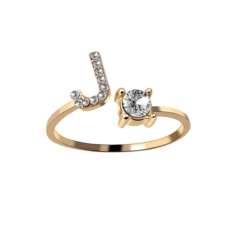 New Design Adjustable 26 Initial Letter Ring Fashion Jewelry For Women Simple Elegant Jewelry El Pazar