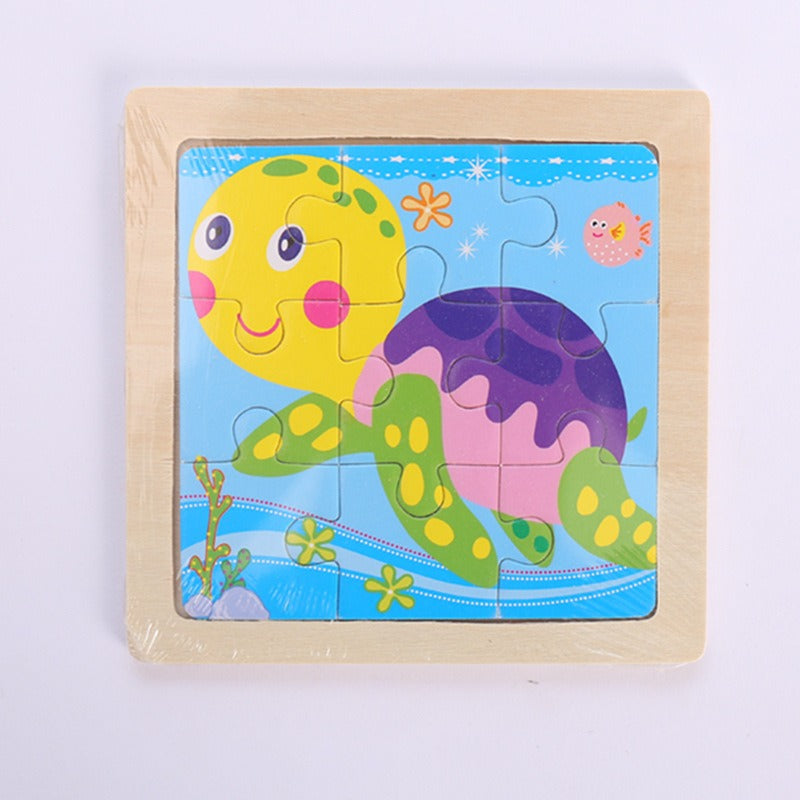 9 Pieces Of Wooden Children's Puzzle Toys Early Childhood Educational Cartoon Animal Transportation Cognitive Puzzle Board eprolo