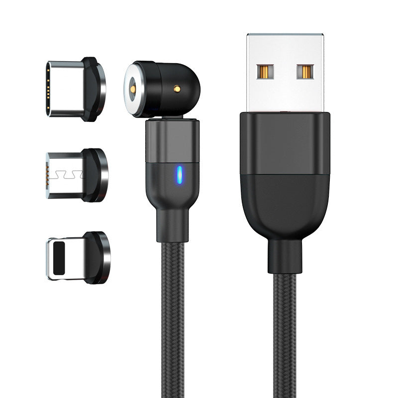 Data Cable 540 Degree Blind Suction Round Magnetic Charging Cable Three-in-one Bent Magnetic Cable El Pazar