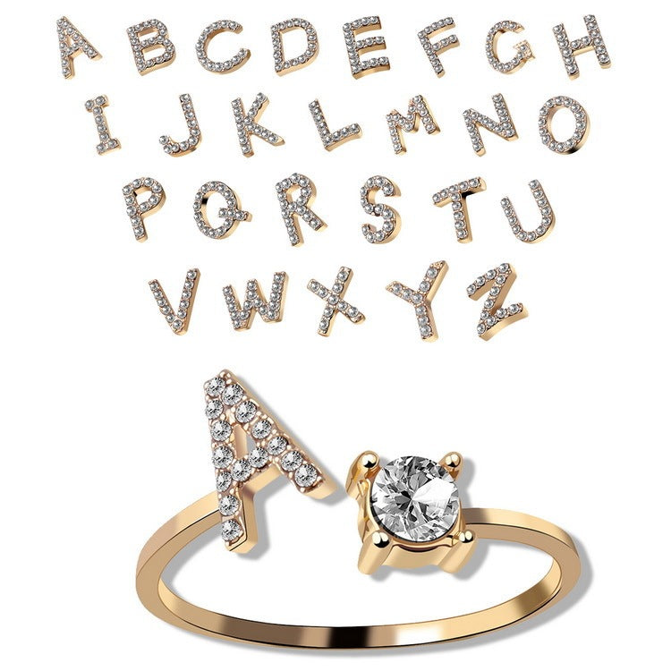 New Design Adjustable 26 Initial Letter Ring Fashion Jewelry For Women Simple Elegant Jewelry El Pazar