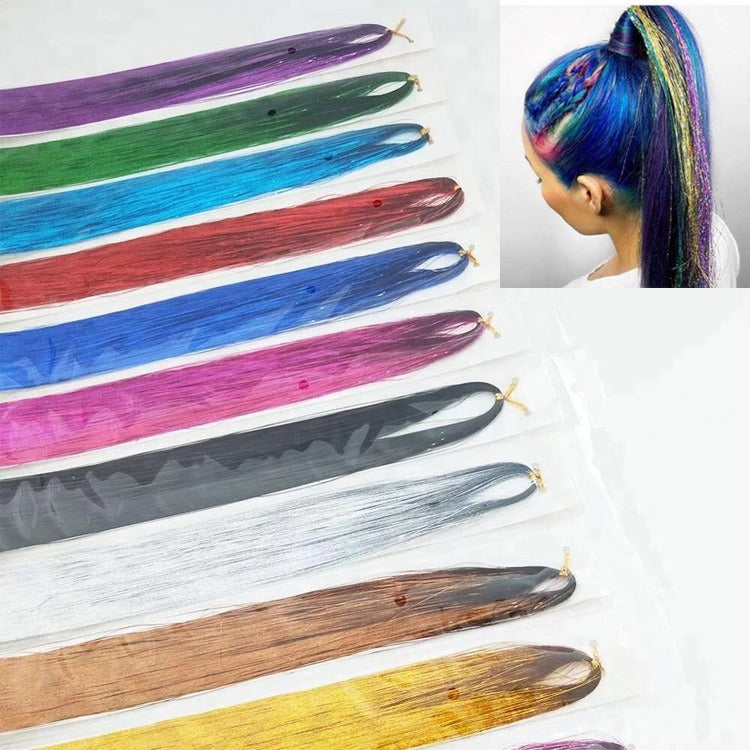 100cm Silk Stripe Colorful Gold Hair Extension Laser Silk Wig Party Silk eprolo