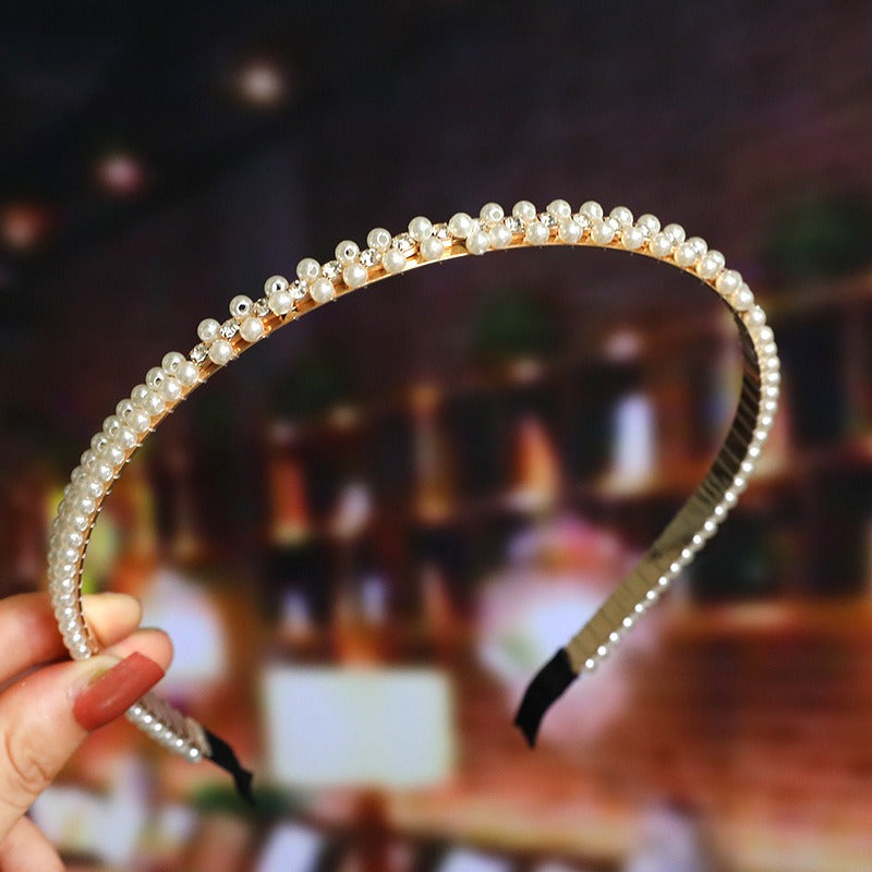 Bride's Hair Accessories Women's Handwoven Knotty Pearl Headband Japanese Korean Headdress Bow Hair Clip Crown Headband eprolo