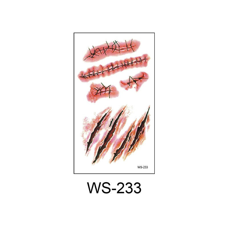 Waterproof Halloween horror wound scar face disposable temporary tattoo scar tattoo sticker eprolo