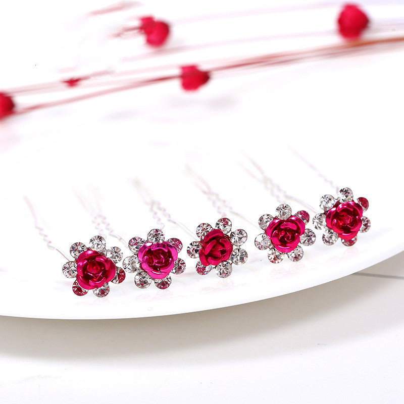 Alloy Rhinestone Tuck Comb Rose Diamond Hair Comb Stylish Hair Accessories Accessories El Pazar