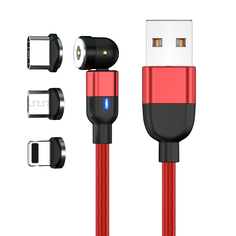 Data Cable 540 Degree Blind Suction Round Magnetic Charging Cable Three-in-one Bent Magnetic Cable El Pazar