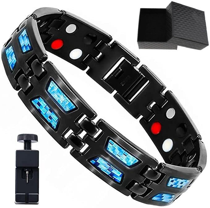 New Carbon Fiber Wide Version Magnet Men's Bracelet Fashion Titanium Steel Magnetic Health Care Bracelet eprolo